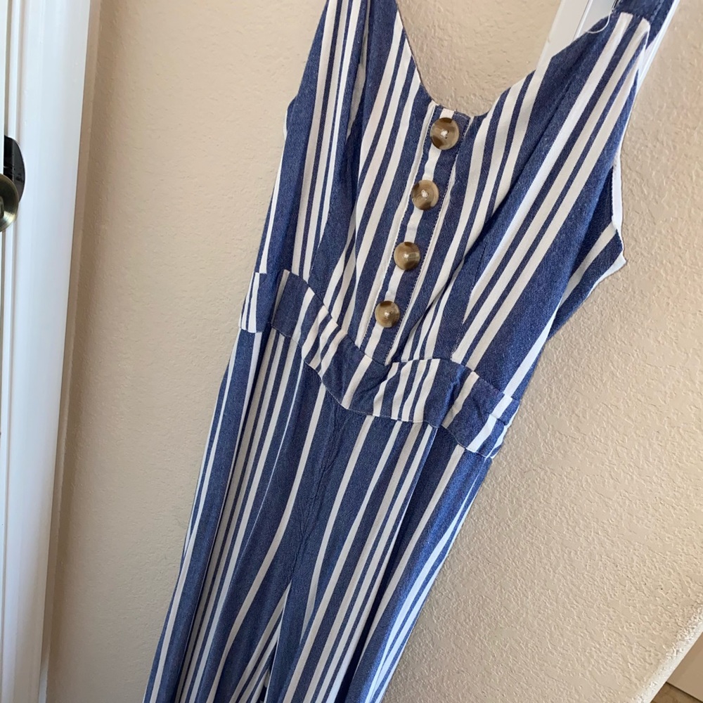 Striped backless jumpsuit